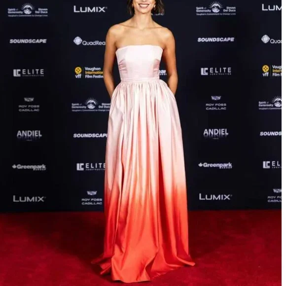 SAU LEE Revolve Teigen Gown Maxi Dress Sz00 Blush Red Ombre Event Party Cocktail - Picture 10 of 16